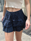 Daiiibabyyy Sweet Women Floral Ruffles Mini Skirt 2024 Summer Ladies Cute Elastic High Waist A-line Skirts Female Vintage Chiffon  Skirt