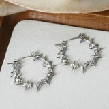 Daiiibabyyy  Personality Gothic Stainless Steel Circle Thorns Hoop Earrings for Women Street Punk Hip-hop Earrings Jewelry Accessories Gifts
