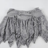 DAIIIBABYYY  -  Y2k Aesthetic Lace Flower Patchwork Mini Skirts Women High Waist Irregular Skirt Summer Streetwear Grunge Fairy Bandage Faldas