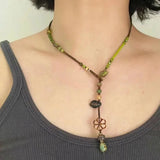 DAIIIBABYYY  -  Boho Acrylic Resin Beaded Flower Pendant Necklace Adjustable Beach Charm Jewelry For Women Fashion Gift