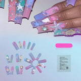 DAIIIBABYYY  -  24pcs Aquarium Starfish Shell Design False Nails Summer Sea Long Ballet Press on Nails Full Cover Wearable Fake Nail Patches