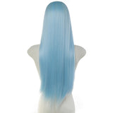 Daiiibabyyy  Elegant Long Blue Synthetic Wig 6.5*9.5 Lace Straight Heat Fiber Hair for Women for Cosplay Daily Halloween Christmas Parties
