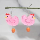 Daiiibabyyy  Funny Colorful Acrylic Hen Egg Drop Earrings for Women Lovely Cartoon Animals Dangle Earring Easter New Jewelry Gifts