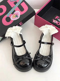 Daiiibabyyy  Women's Shoes Brand Mary Janes Women's High Heels Fashion Butterfly-knot Dress Pumps Women New Round Toe Platform Heels