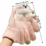 Daiiibabyyy  Korean Style Warm Knitted Gloves Touch-screen Cartoon Full Finger Mittens Cute Cold-proof Riding Protective Mittens Cycling