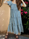 Daiiibabyyy  Bohemian Style Floral Print Maxi Dress with Off-Shoulder Ruffle Sleeves and V-Neckline for Women Summer Beach Party