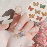 Daiiibabyyy 4PCS Aurora Sequin Resin Butterfly Ice Transparent Crystal Rhinestone Sparkling Nail Diamond Ornament Nail Art Decorations