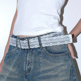 Daiiibabyyy  New Korean White Floral Lace Waist Belt Adjustable All-match Fashion Waistband for Women Waist Belts Strap Decor Accessories