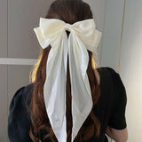 Daiiibabyyy Fashion Chiffon Bow Hair Clip Women Large Bowknot Stain Hairpin Barrettes Girls Solid Color Ponytail Clip Hair Accessories Gift