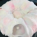 DAIIIBABYYY  -  Plush Cat Bed with Tunnel for Indoor Cats Multifunctional Cat Tunnel Bed with Fluffy Donut Cat Bed with Tunnel