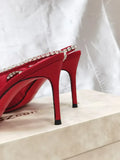 Daiiibabyyy  Shiny Rhinestone Pointy Toe Pumps Sandals Women Sexy Wedding Dress Party Shoes Satin Luxury Diamonds Designer High Heels Female