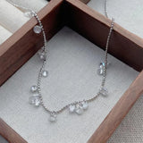 Daiiibabyyy  French Minimalist Zircon Crystal Tassel Clavicle Chain Bracelet Ring For Women Birthday Party Wedding Jewelry Gifts