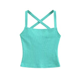 Daiiibabyyy  Solid Color Sexy Back-Cross-Strap Tank Top For Women New Summer Slim-Fit Short Outerwear Base Top Pure Desire Casual Style 56ZA