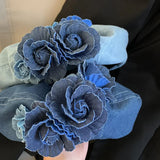 Daiiibabyyy Denim Flower Elegant Summer Spring Berets Ladies Women Girls Fashion Trendy Outdoor Street Cap