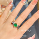 Daiiibabyyy  Retro Luxury Designer Jewelry Leopard Design Silver Color Rings Inlaid Sugar Tower Green Cubic Zirconia Ring For Women