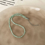 Daiiibabyyy  Summer Shiny CZ Zircon New Green Color Natural Stone Beaded Pendant Necklace for Women Wholesale Strand Chain Chokers