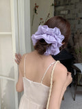 Daiiibabyyy  Summer new large pleated hair tie cream colored checkered multi layered hair tie coiled hair ponytail hair flower