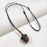 DAIIIBABYYY  -  Decoration Acorn Pendant Sandalwood Couple Sweater Chain Women Necklace Car Key Chain Chinese Style Key Ring Wooden Key Chain