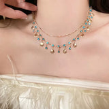 DAIIIBABYYY  -  New Colored Crystal Butterfly Pendant Necklaces Romantic Zircon Clavicle Chain Chokers Exquisite Mode Female Y2K Jewelry Gifts