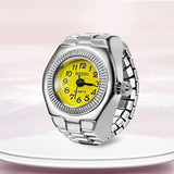 DAIIIBABYYY  -  Personalized Crystal Flower Mini Finger Watch Ring Elastic Strap Couple Rings Vintage Clock Roman Quartz Watch Ring Women Girls