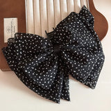 DAIIIBABYYY  -  French retro mesh polka dot bow grab clip  fashionable chiffon half grab autumn and winter hair accessories women's hairpin clip