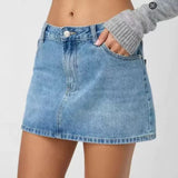 Daiiibabyyy  Elastic Denim Skirt Slim Washed High Waist Denim Skirt Bodycon Stretch Mini Denim Skirt Casual Summer Pencil Jean Mini