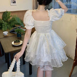 Daiiibabyyy  Summer Princess Skirt Sweet Three layer Yarn Skirt for Girls Pong Dress with Detachable Bow  birthday dress for women