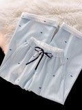 DAIIIBABYYY  -  Sweet Bow Striped Pants Women High Waist Korean Casual Wide Leg Trousers Elegant Fashion Loose Cute Female Spring Pants New