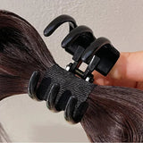 DAIIIBABYYY  -  Korean Fashion Women Hair Claw Lazy Feather Ponytail Claw Meatball Head Crab Clip Fake Hair Clamp High Ponytail Hair Accessories