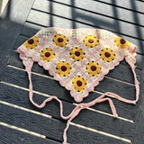 Daiiibabyyy  New Spring Summer Travel Headgear Handmade Knitted Headband Women Japan Korea Sweet Strap Headscarf Photo Triangle Towel
