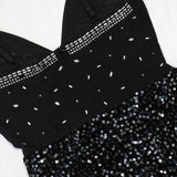 DAIIIBABYYY  -  Sexy Black Diamond Dresses for Woman Spaghetti Strap V Neck Sheath Mini Length Elegant Evening Night Club Vestidos Mujer Dress