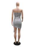 Daiiibabyyy  Solid Spliced Appliques Slimming Folds Dresses for Women Strapless Backless Sleeveless High Waist Sequins Dress Female New