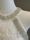Daiiibabyyy  Bead neck three-dimensional flower dress women's summer temperament advanced sense improved cheongsam skirt