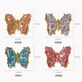 Daiiibabyyy 4PCS Aurora Sequin Resin Butterfly Ice Transparent Crystal Rhinestone Sparkling Nail Diamond Ornament Nail Art Decorations