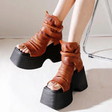 Daiiibabyyy  Fashion Women's Shoes Peep Toe Women's Sandals Summer Platform High Heels Sandals Casual High Top Solid Shoes Zapatos Mujer