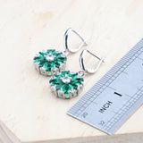 Daiiibabyyy 925 Silver Green Zircon Bridal Jewelry Sets Bracelets Earrings Rings Pendant Wedding Necklace Set Jewelry For Women