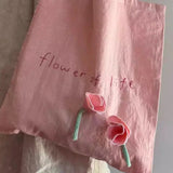Daiiibabyyy  New Korean All Match Letter Embroidery Underarm Bag Women Y2k Aesthetic Sweet Flower Patchwork Shoulder Handbags Fashion
