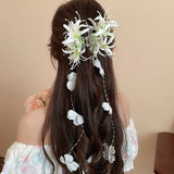 DAIIIBABYYY  -  Sweety Bohemia Hair Claw For Women Rhinestones Butterfly Flower Tassel Shark Gripper Summer Fairy Gauze Flower Hair Clip Hairpin