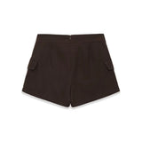 Daiiibabyyy  Women's Workwear Skirt-pants Dark Brown Wrap Design Cargo Skort With Pockets For Women High Waist Summer Shorts Elegant 56S3