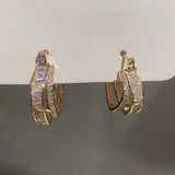 Daiiibabyyy  Silver Zircon Square 18K Gold Hoop Earrings for Women Trendy Geometric Fine Jewelry Light Luxury Accessories