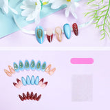 DAIIIBABYYY  -  24pcs Brown French False Nails 3D Gold Powder Design Almond Press on Nails for Lady Wearable Detchable Ins Simple Fake Nail Tips