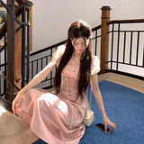 DAIIIBABYYY  -  French Satin Spliced Lace Polka Dot Dress For Women Summer Gentle Elegant Temperament Slim Style Mesh Long Dresses Show Waist