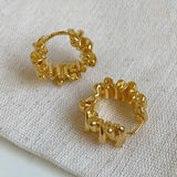Daiiibabyyy  Luxury Top Quality Smooth Star Zircon Hoop Earrings for Women Girls Metal Chunky Sun Rhinestone Ear Buckle Punk Y2K Jewelry