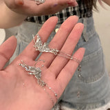 Daiiibabyyy Y2K Fairy Butterfly Tassel Ear Clips For Women Ear Bone Clip Earring No Ear Hole Ear Cuff Hanging Earring Fashion Jewelry Gift