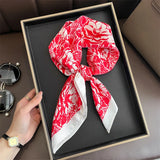 DAIIIBABYYY  -  70cm Floral Printed Square Scarf - Lightweight Silk Fashion Accessory For Women, Elegant Neck Head Wrap Shaw