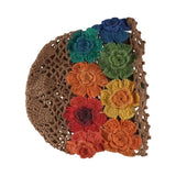 Daiiibabyyy  Sweet Colorful Flower Hollow Knitted Hat Crochet Bohemian Style Beanie Cap Thin Hollow Ethnic Style Pullover Hat Ladies