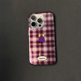 Daiiibabyyy  Large hole IND semi transparent checkered music eggplant phone case with star hanging rope for iPhone 11 12 13 14 15 16 pro max