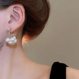 Daiiibabyyy  Silver Needle Pearl String Tassel C-shaped Drop Earrings 2025 Simple French Temperament Earring for Women Wholesale