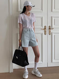 DAIIIBABYYY  -  Streetwear Light Blue Denim Shorts Women Korean Fashion High Waist Biker Shorts Jeans Feminino Summer Casual Chic