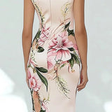 DAIIIBABYYY  -  New Office Elegant V Neck Women's Dress Spring Floral Print Slim Party Dresses Summer Sleeveless Back Zippers Holiday Dress